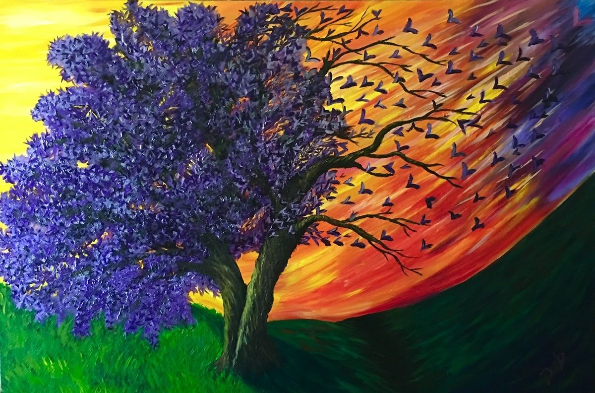 graphic displaying Author Deb Taylor and her painting created to represent her experience losing her mother to Alzheimer's