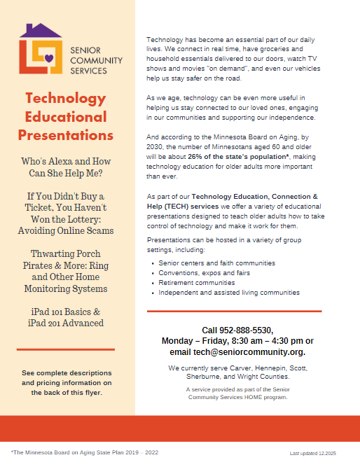 Technology educational presentations flyer for public and private locations